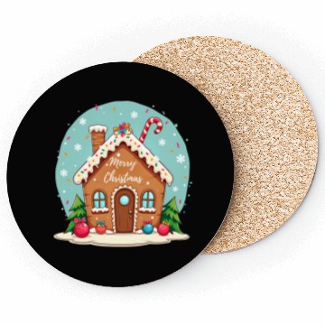 Discover Cute Gingerbread House Merry Christmas Design Coasters