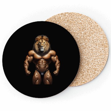 Discover LION KING POWER: MUSCLE CHAMPION Bodybuilder Gym Coasters