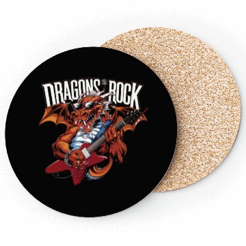 Discover Dragon with sunglasses playing guitar Coasters
