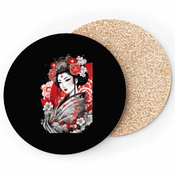 Discover Elegant Geisha with Floral Kimono Coasters