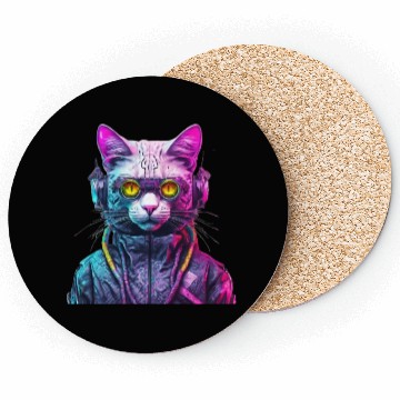 Discover Cyberpunk Cat Warrior Coasters