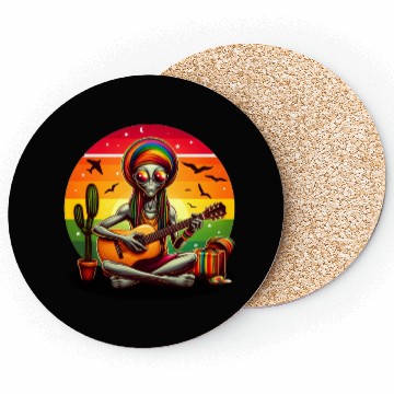 Discover Alien playing Guitar Hippie Coasters