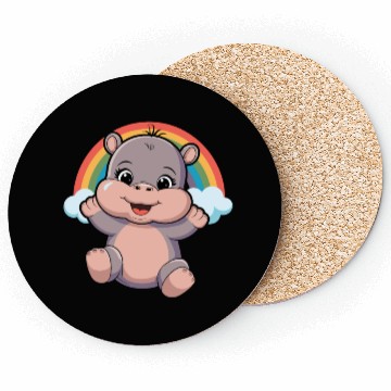 Discover Happy Hippo with Rainbow Smiles Coasters