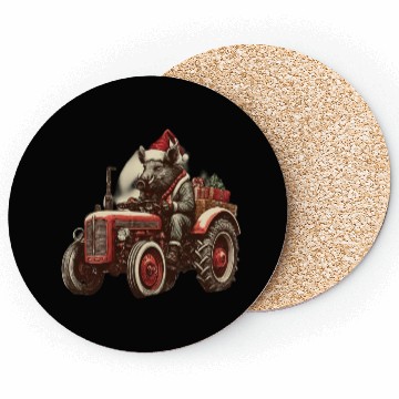 Discover Holiday Santa Pig Farmer Coasters