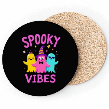 Discover Spooky Vibes Halloween Ghost Party Fun Coasters
