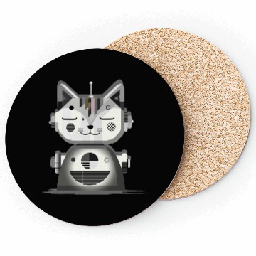 Discover Geometric Robot Cat - Creative Illustration Coasters
