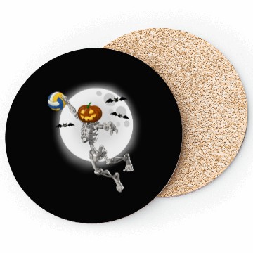 Discover Volleyball Skeleton Volleyball Player Halloween Coasters