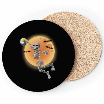 Discover Volleyball Skeleton Volleyball Player Halloween Coasters