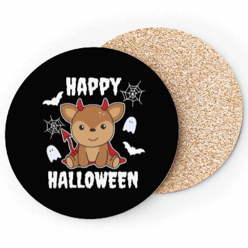 Discover Deer Happy Halloween Cute Devil Witch Costume Coasters