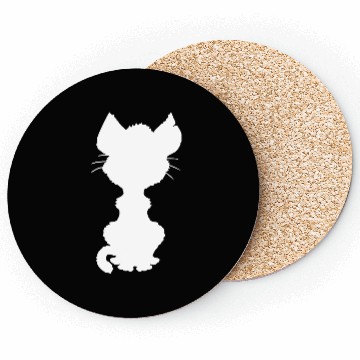 Discover Cute Sitting Cat Silhouette Kitten Shadow Outline Coasters