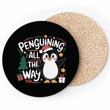 Discover Penguining All The Way Penguin Christmas Joyful Coasters