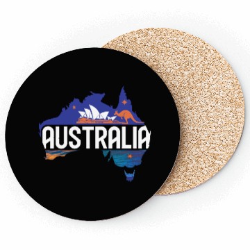 Discover Australia Kangaroo & Sydney Opera House Map Coasters