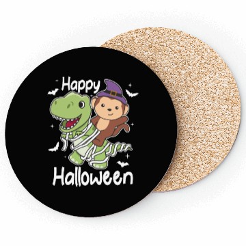 Discover Monkey Happy Halloween T-rex Mummy Costume Coasters
