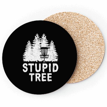 Discover Disc Golf Stupid Tree Distressed Frisbee Golf Coasters