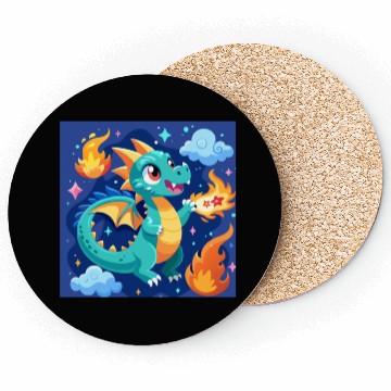 Discover "Whimsical Dragon: Fire-Breathing Fantasy Fun" Coasters