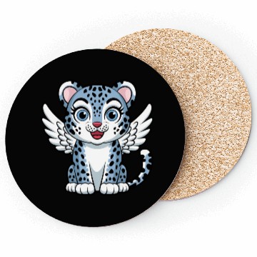 Discover Blue tiger cat with angel wings dreamlike Coasters