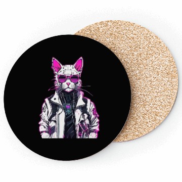 Discover Cyberpunk Cat: Neon Outlaw Coasters