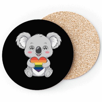 Discover Cute Koala Holding Rainbow Heart LGTBQ Pride Coasters