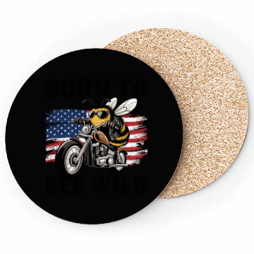 Discover Funny Saying Born to Bee Wild US Flag Motorcycle Coasters