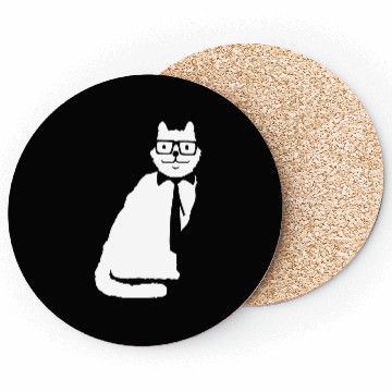 Discover Nerd Cat Horn-rimmed Glasses Geek Smart Kitten Fun Coasters