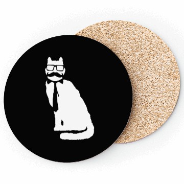 Discover Nerd Cat Horn-rimmed Glasses Geek Smart Kitten Fun Coasters