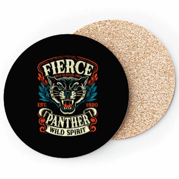 Discover Fierce Panther Old School Tattoo Wild Coasters