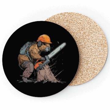 Discover Beaver Lumberjack Chainsaw Coasters