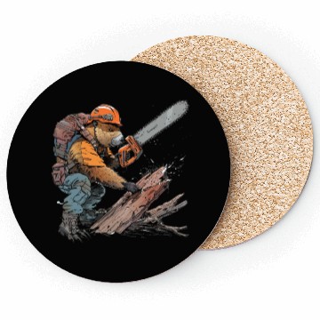 Discover Beaver Lumberjack Chainsaw Coasters
