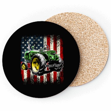 Discover Farmer Tractor Driver US Flag Independence Day Coasters