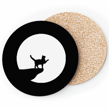 Discover Cat Moon Cliff At Night Werewolf Round Howling Fun Coasters