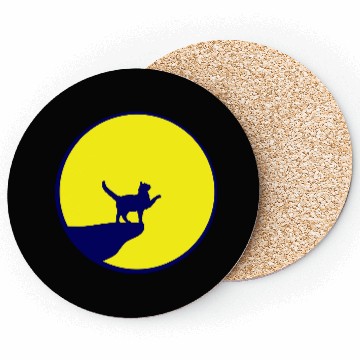 Discover Cat Moon Cliff At Night Werewolf Round Howling Fun Coasters