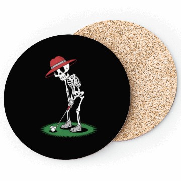 Discover Skeleton Halloween Golfer Golf Player Funny Men Coasters