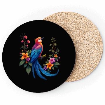 Discover Fantastical Bird Of Paradise Painting Coasters