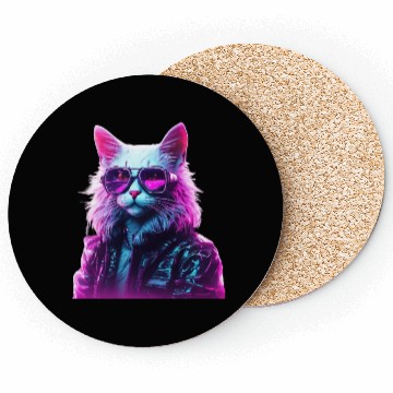 Discover Cyberpunk 80s Disco Cat Coasters