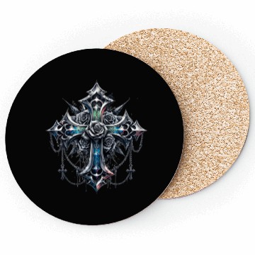 Discover Gothic Crosses - 4 point with Roses Coasters