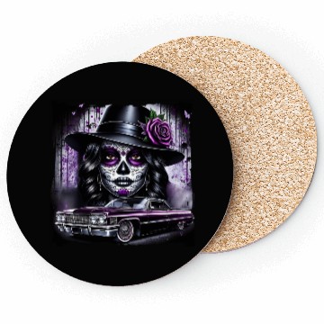 Discover lowrider catrina Sugar skull Coasters