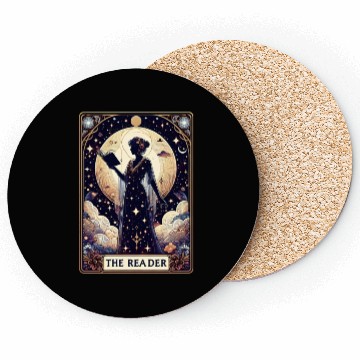 Discover The Reader Tarot Card Reading Book lovers Coasters