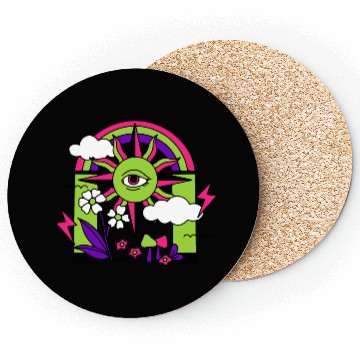 Discover Pink ve Green Psychedelic I Need Space Coasters