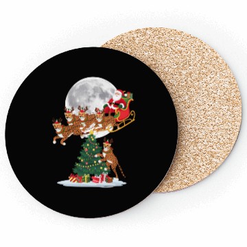 Discover Xmas Tree Lights Funny Santa Riding Cheetah Coasters
