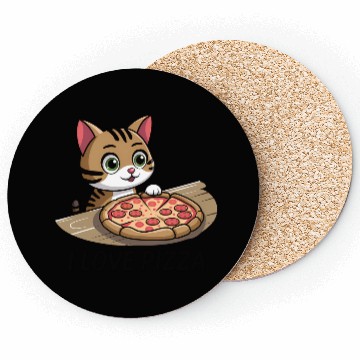 Discover Pizza lover cat Coasters