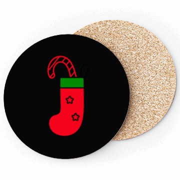 Discover christmas sock with candy cane Coasters