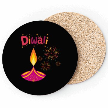Discover Diwali Design with Lamp & Festive Fireworks Coasters