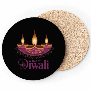 Discover Happy Diwali with Beautiful Diya Lamps Coasters