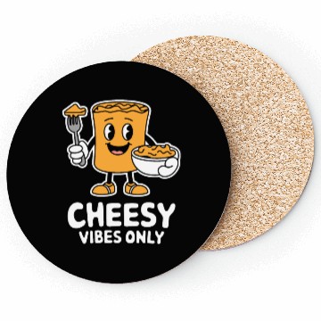 Discover Cheesy Vibes Only Cartoon Delight Coasters