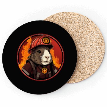 Discover Firefighter guinea pig Coasters