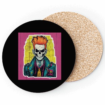 Discover "Neon Punk Skull Art" Coasters