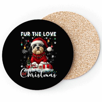 Discover Shih Tzu Christmas Tree Lights Decorations Dog Coasters