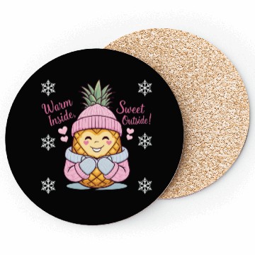Discover Cozy Pineapple “Warm Inside, Sweet Outside” Coasters