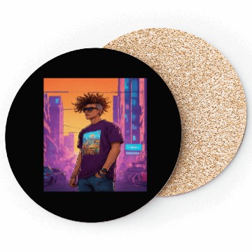 Discover "Edgy Cyberpunk Street Style Portrait Art" Coasters