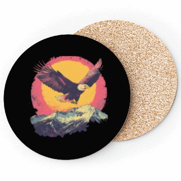 Discover Eagle Flying Over Mountains Retro Art Coasters